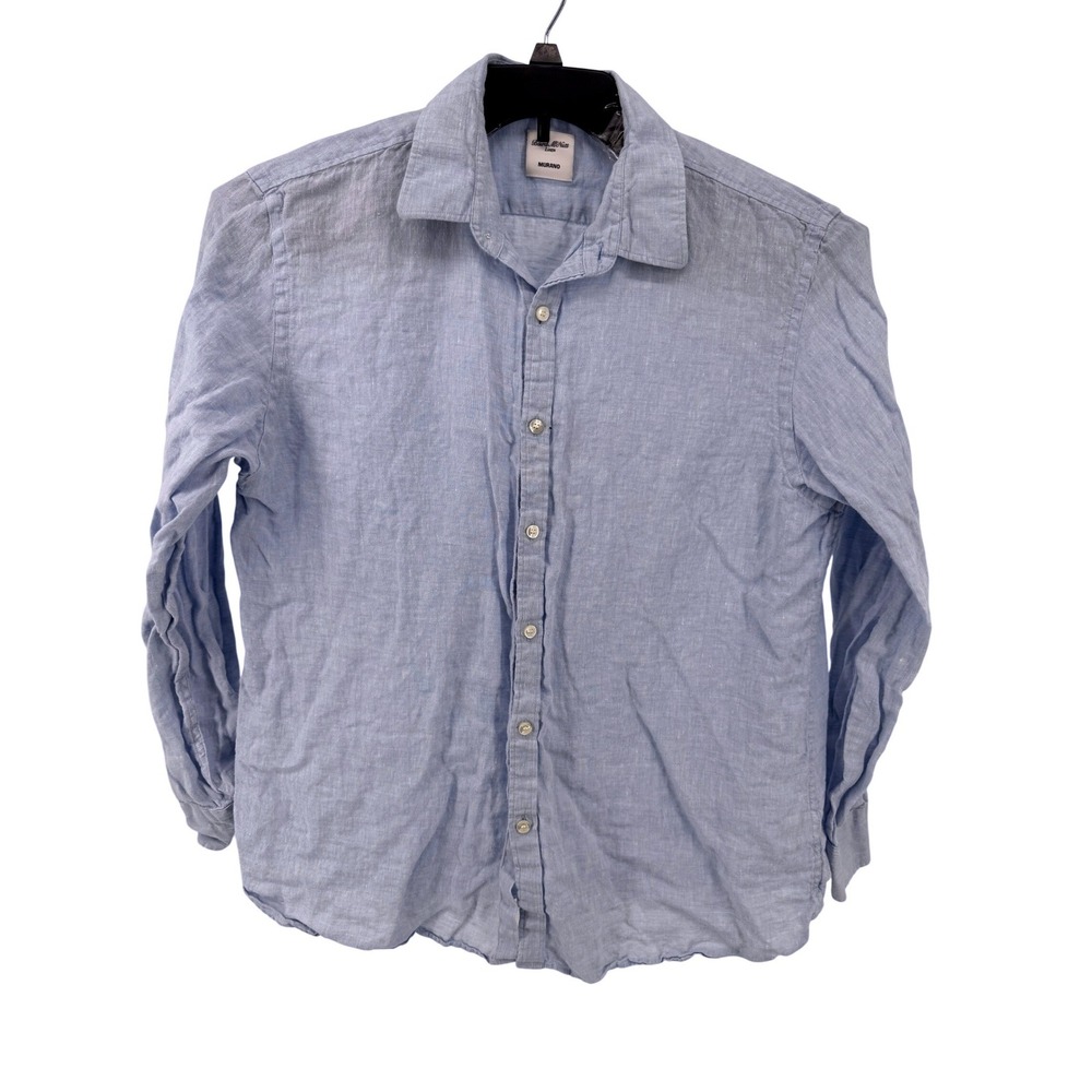 Baird‎ McNutt Murano Linen Button Up Shirt Mens Large Light Blue Long Sleeve